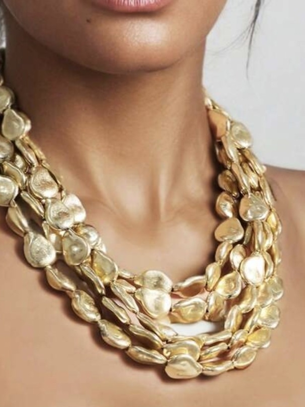 Neiman Marcus Multi-Strand Gold Disc Necklace